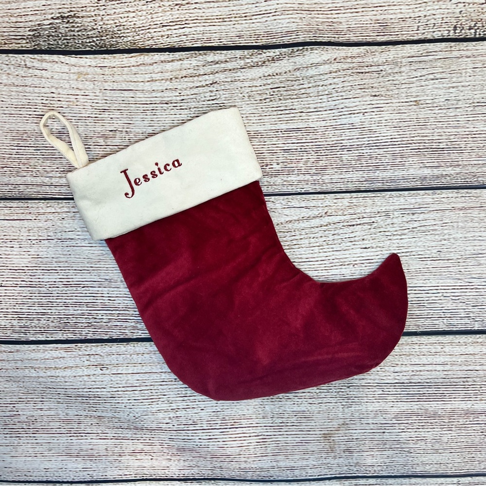 Pottery Barn “Jessica” Mini Velvet Stocking